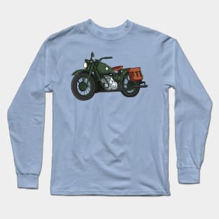 Military cruiser motorcycle cartoon illustration Long Sleeve T-Shirt